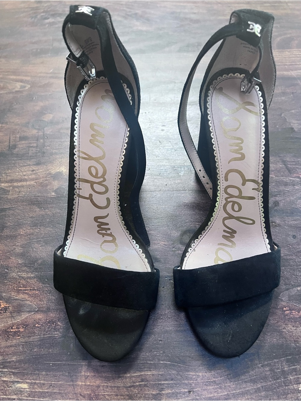 Sam Edelman Black Suede Ankle-Strap Heels